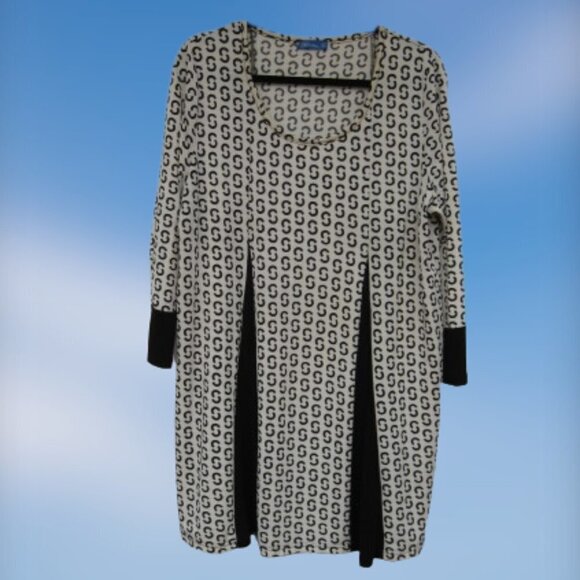 Aster by Firmiata Black and White Abstract Tunic - 2X - Picture 1 of 9